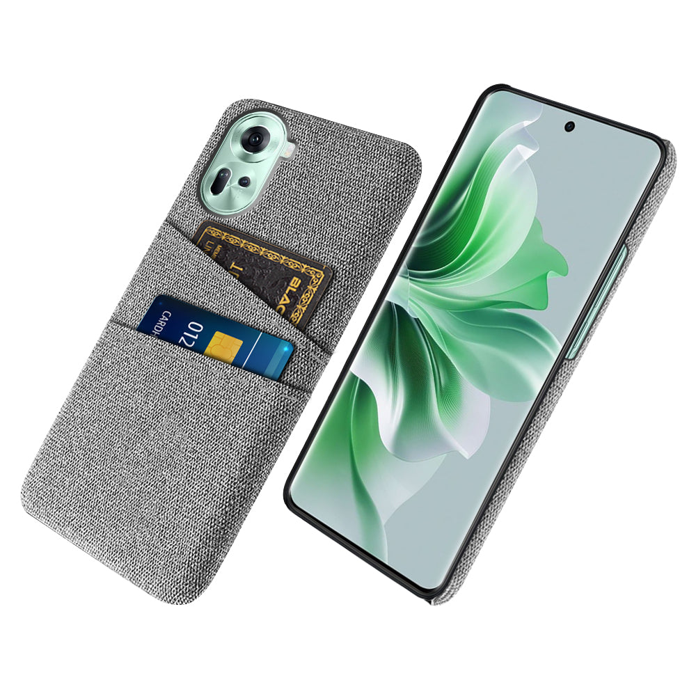 Back Cover for Oppo Reno11 5G (Global) Dual Card Holder Cloth Texture Hard PC Cell Phone Case Back Cover for Oppo Reno11 5G (Global) Dual Card Holder Cloth Texture Hard PC Cell Phone Case